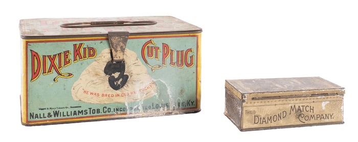 PAIR OF TIN TOBACCO ITEMS