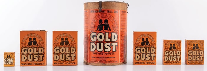 COLLECTION OF 7 FAIRBANKS GOLD DUST CONTAINERS