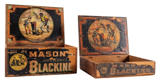 PAIR OF MASON STOVE BLACKING BOXES