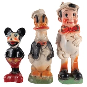 COLLECTION OF 3 CHALKWARE CARNIVAL DISNEY FIGURES