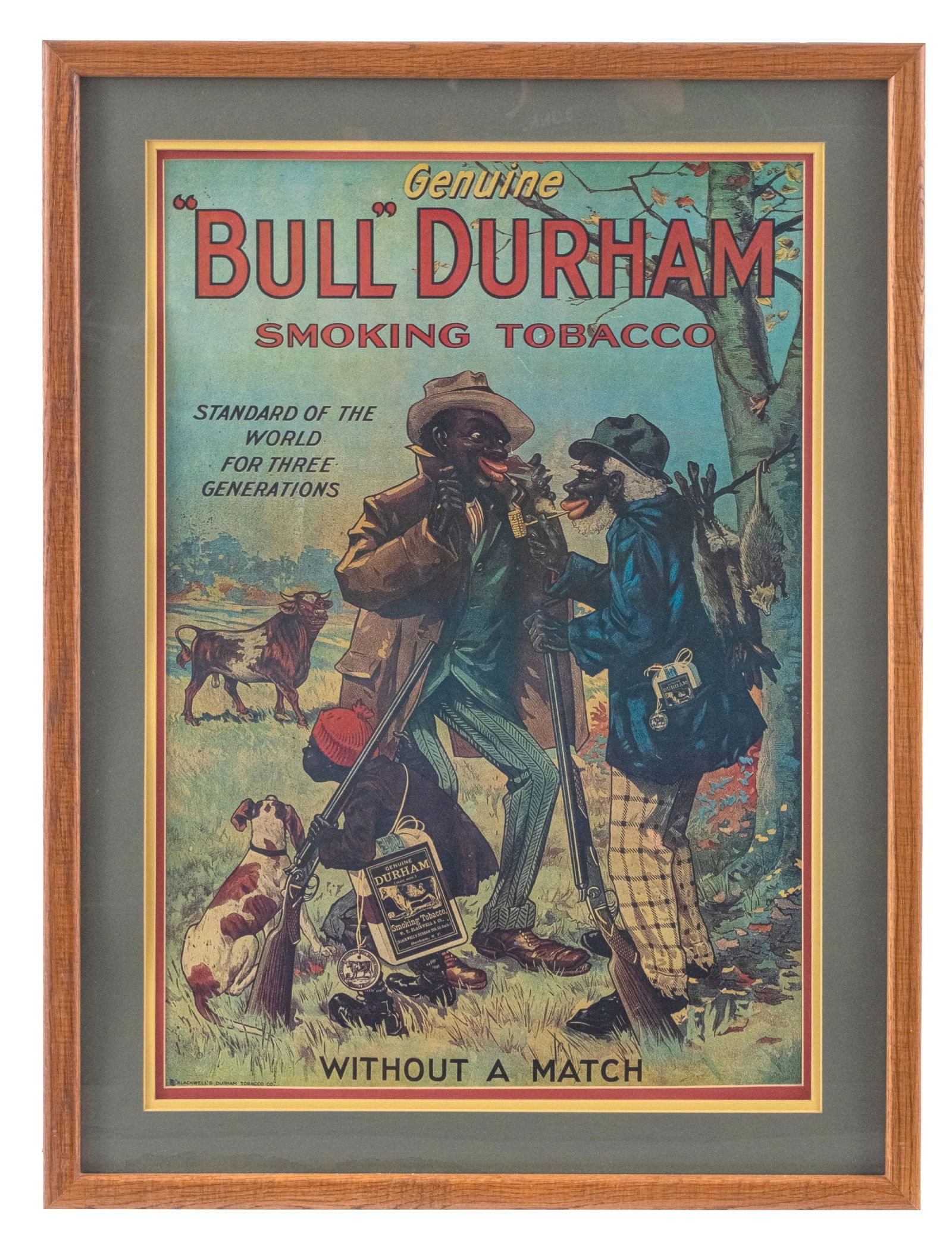 FRAMED CARDBOARD ADVERTISMENT FOR BULL DURHAM TOBACCO (1 of 2)
