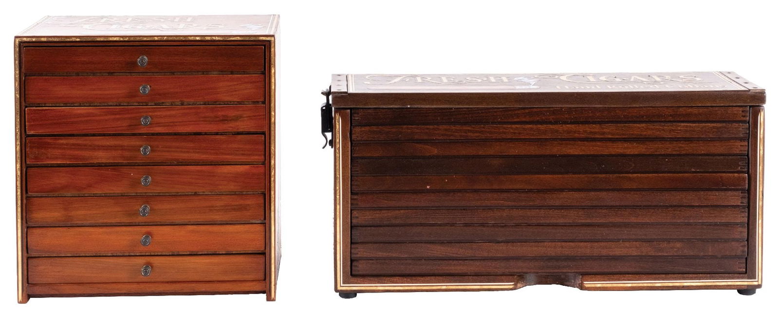 PAIR OF WOODEN CIGAR DISPLAYS (1 of 6)