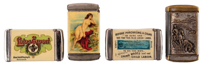 COLLECTION OF 4 ADVERTISING MATCH SAFES