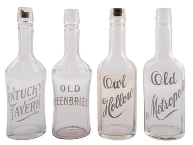 COLLECTION OF 4 VINTAGE CLEAR ALCOHOL BOTTLES