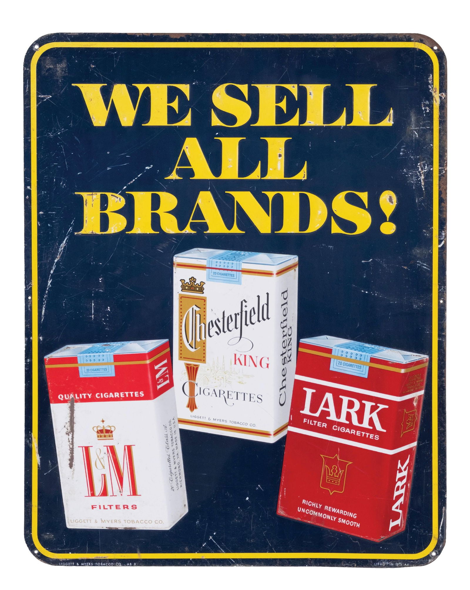 CHESTERFIELD LARK L&M CIGARETTE TIN TACKER SIGN (1 of 3)