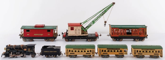 COLLECTION OF 7 TOY TRAIN CARS