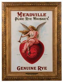 MEADVILLE PURE RYE WHISKEY ADVERTISMENT WOMAN WITH WINGS