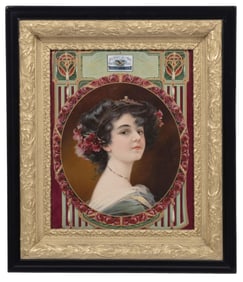 D.C. YUENGLING AND SON PORTER ALES ADVERTISING IN FRAME OF DARK HAIRED WOMAN
