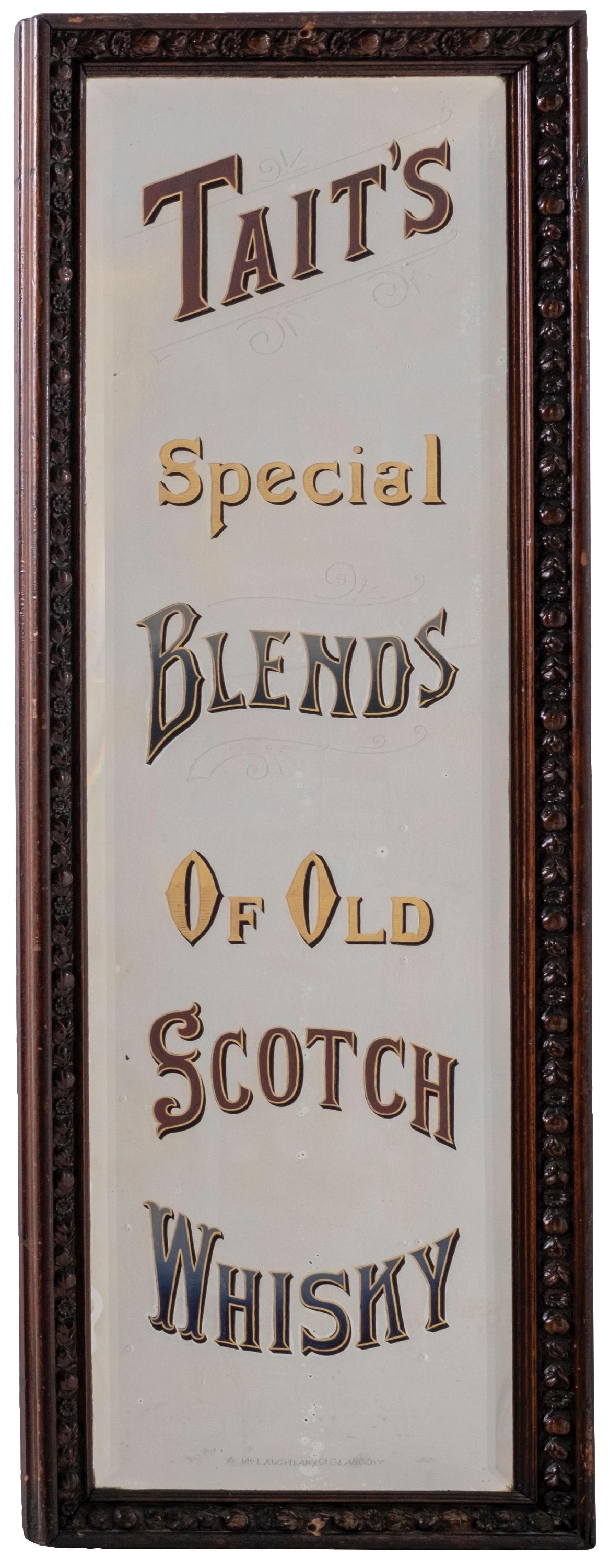 TAIT'S SPECIAL BLENDS OF OLD SCOTCH WHISKEY REVERSE ON GLASS (1 of 2)