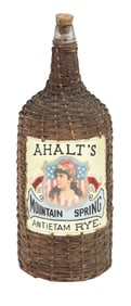 AHALT'S PURE OLD MOUNTAIN SPRING ANTIETAM RYE LABEL UNDER GLASS BOTTLE