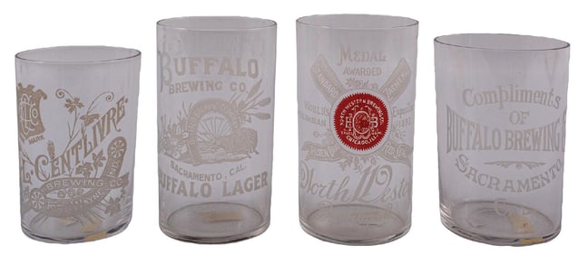 COLLECTION OF 4 ADVERTISING DRINK GLASSES