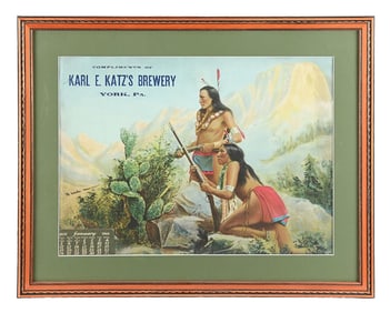 KARL E. KATZ'S BREWERY YORK, PA NATIVE AMERICAN LITHOGRAPH