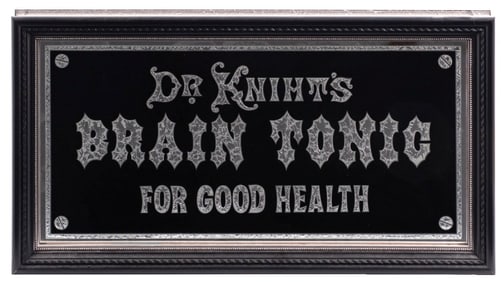 DR. KNIHT'S BRAIN TONIC REVERS GLASS FRAMED SIGN