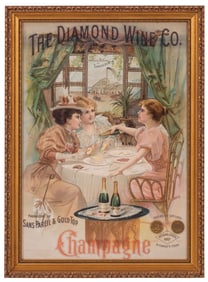 THE DIAMOND WINE CO. CHAMPAGNE ADVERTISING WITH WOMAN
