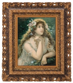 THE VIRGINIA BREWING CO. FRAMED ADVERTISING OF WOMAN WITH FLOWERS IN HAIR