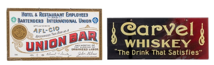 LOT OF 2 CARVEL WHICKY AND UNION BAR SIGNS