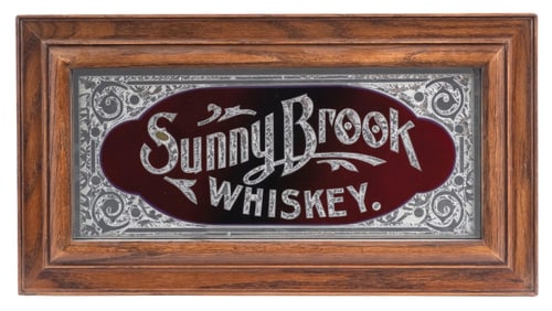 SUNNY BROOK WHISKEY REVERSE GLASS FRAMED SIGN