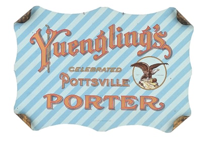 YUENGLING'S CELEBRATED PORTER TIN LITHO ROLLED EDGE SIGN