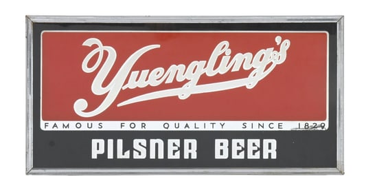 YUENGLING'S PILSNER BEER REVERSE GLASS HANGING SIGN