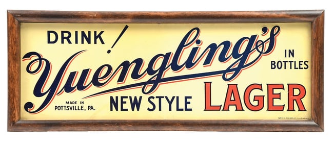 YUENGLING'S NEW STYLE LAGER BEER TIN LITHOGRAPH SIGN