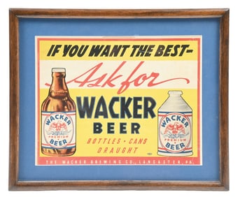 WACKER BEER CARDBOARD HANGING SIGN