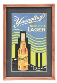 YUENGLING'S NEW STYLE LAGER EMBOSSED CARDBOARD SIGN