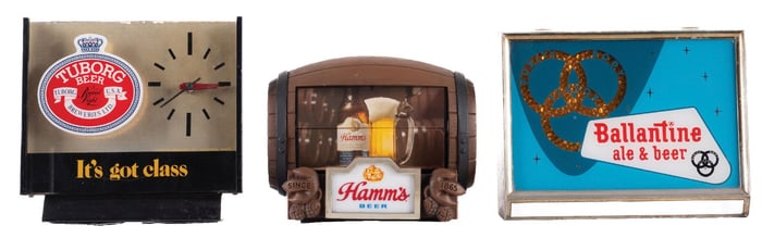 COLLECTION OF 3 BREWERIANA LIGHT-UP COUNTERTOP & CASH REGISTER TOPPER SIGNS