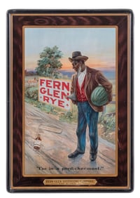 TIN SELF-FRAMED FERN GLEN RYE WHISKEY SIGN