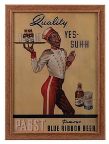 FRAMED CARDSTOCK POSTER FOR PABST BLUE RIBBON BEER