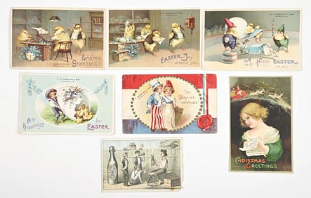 SET OF 7 D.G. YUENGLING & SON POSTCARDS & TRADE CARDS
