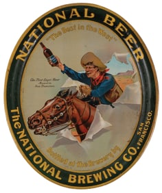 THE NATIONAL BREWING CO. NATIONAL BEER OVAL TRAY SIGN