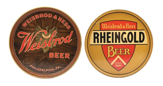 PAIR OF WEISBROD & HESS BEER TRAYS