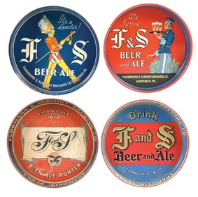 COLLECTION OF 4 FUHRMANN & SCHMIDT BREWING CO. BEER TRAYS