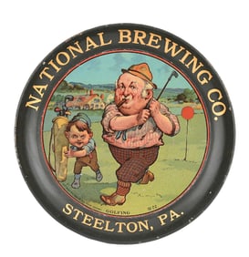 NATIONAL BREWING CO. "GOLFING" TIP TRAY