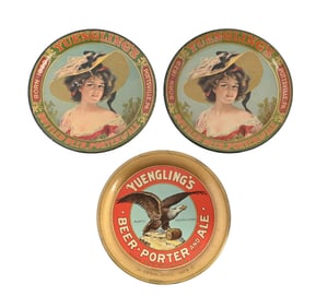 SET OF 3 YUENGLING'S BEER PORTER & ALE TIP TRAYS