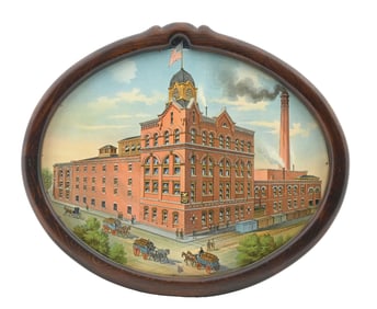 YORK BREWING CO. TIN LITHO FACTORY SCENE SIGN