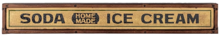 CHIPPED GLASS SODA & ICE CREAM GLASS SIGN