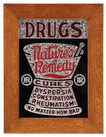 DRUGS NATURE'S REMEDY REVERSE ON GLASS