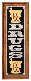 CHIPPED GLASS RX DRUGS GLASS SIGN