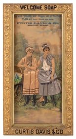 WELCOME SOAP CURTIS DAVIS AND CO. WOMEN IN SILK CLOTHING IN FRAMED ADVERTISING