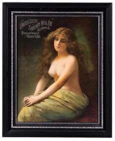 UNITED STATES SANITARY MFG. CO. PORCELAIN ENAMELED BATH TUBS ADVERTISING WITH NUDE WOMAN