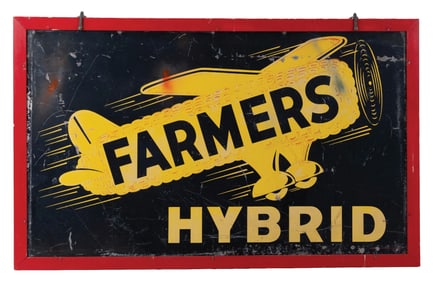 DOUBLE-SIDED TIN FARMERS HYBRID SEED SIGN