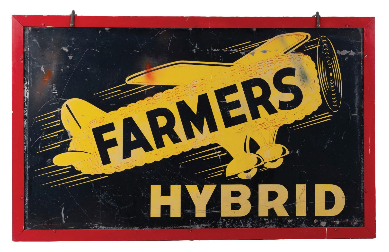 DOUBLE-SIDED TIN FARMERS HYBRID SEED SIGN (1 of 4)