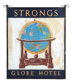 MONUMENTAL STRONGS GLOBE HOTEL TRADE SIGN