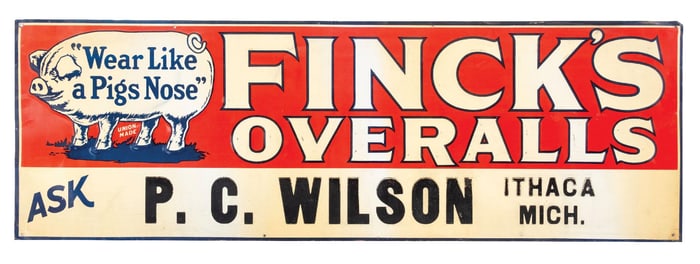 FINCKS OVERALLS TIN ADVERTISING SIGN