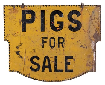 DOUBLE-SIDED STEEL PIGS FOR SALE SIGN