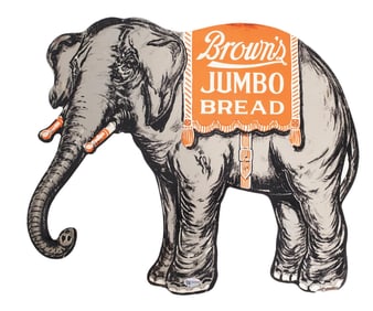 TIN DIE-CUT BROWN'S JUMBO BREAD SIGN