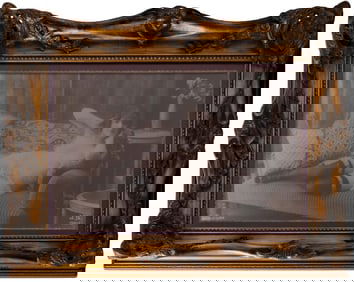 J.H PARIS ANTIQUE WOODEN FRAMED PICTURE OF NUDE WOMAN