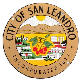 CITY OF SAN LEANDRO CALIFORNIA PORCELAIN MUNICIPAL SIGN