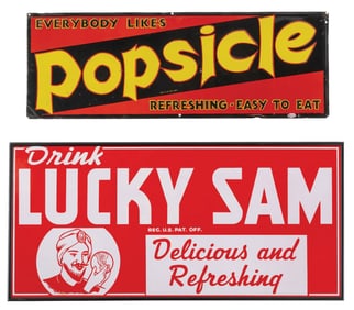 PAIR OF TIN ADVERTISING SIGNS